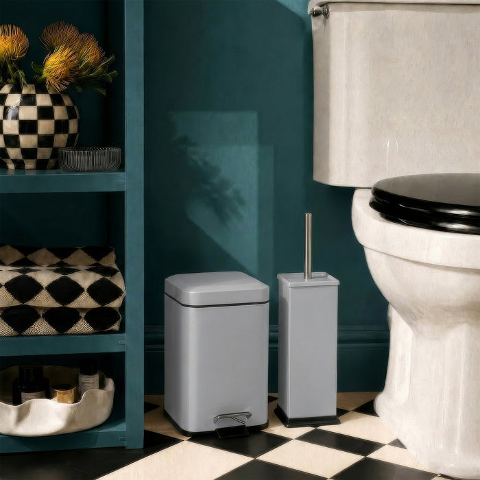 3L Matt Grey Square Bathroom Pedal Bin