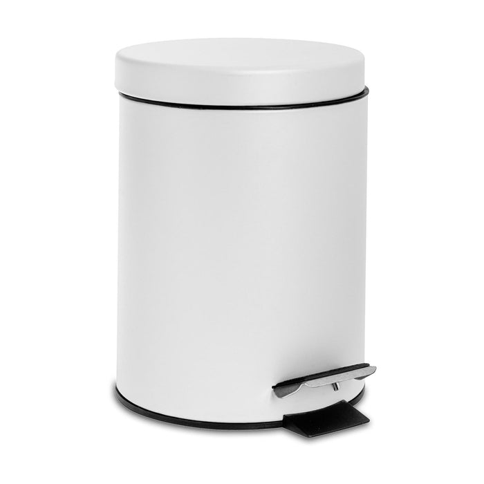 3L Matt White Round Stainless Steel Bathroom Pedal Bin