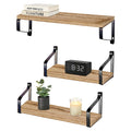 3pc Rustic Wooden Floating Shelves Set - Natural