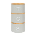 3pc Stacking Tea Coffee Sugar Grey Canister Set with Bamboo Lids