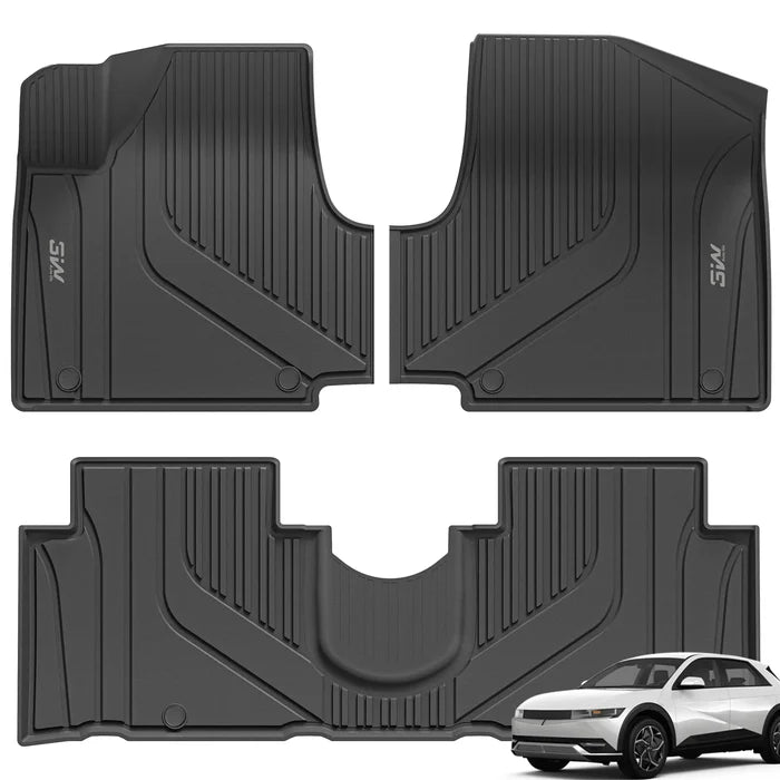 3W 2022-2024 Hyundai Ioniq 5 Custom Floor Mats TPE Material & All-Weather Protection Vehicles & Parts 3Wliners 2022-2024 Sliding Console 1st&2nd Row Mats