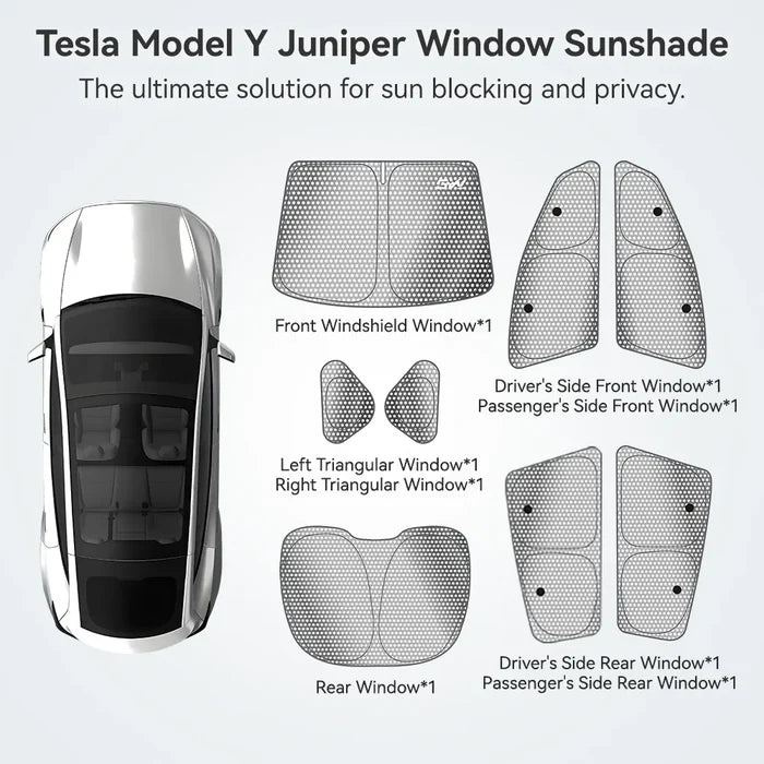 3W Car Window Shades for Model Y Juniper 2025-2026 8PCS Privacy Protection Sunshade Car Accessories - 3Wliners