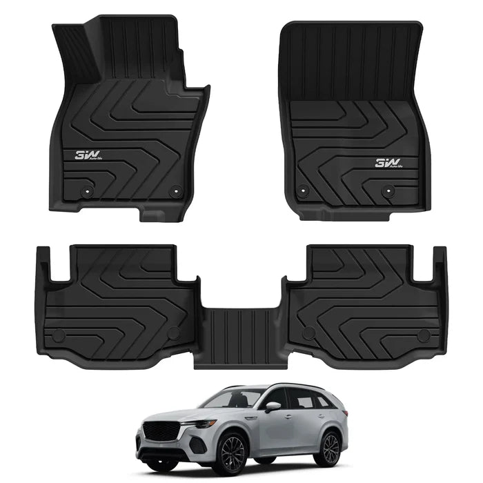 3W Floor Liner Fit for 2025 2026 Mazda CX-70 (Include PHEV), All Weather Protection TPE Heavy Duty Non-Slip Automotive CX70 Floor Liners Accessories, Black