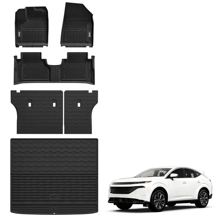 3W Floor Mats & Cargo Liner & Seat Back Protector Fit for Nissan Murano 2025, Custom Fit All Weather Protection TPE Car Mats for Nissan Murano 2025, Odorless Anti-Slip Full Set Mats Black