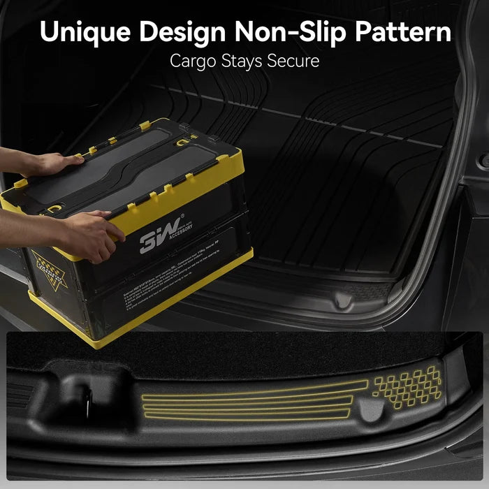 3W Tesla Model Y Juniper Door Sill Protector 2025 2026 Front & Rear, Trunk Sill Protector, Door Entry Guard, Anti-dust Cover, Anti-Scratch Plate, Edge Guards, TPE Customized Car Accessories Black