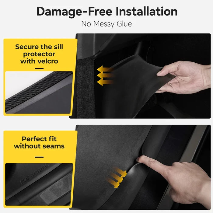 3W Tesla Model Y Juniper Door Sill Protector 2025 2026 Front & Rear, Trunk Sill Protector, Door Entry Guard, Anti-dust Cover, Anti-Scratch Plate, Edge Guards, TPE Customized Car Accessories Black