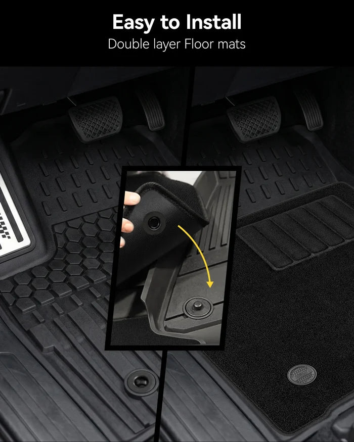 3W Floor Mats&Carpet for Toyota Tacoma 2024-2026 Double Cab Auto Tran(Not Fit Hybrid & XtraCab) with Metal Pedals, TPE All Weather Custom Fit Floor Liner for Tacoma TRD/SR/SR5/limited Car Liners.