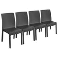 Nilufer Rattan Effect Garden Dining Chairs - Anthracite - Pack of 4