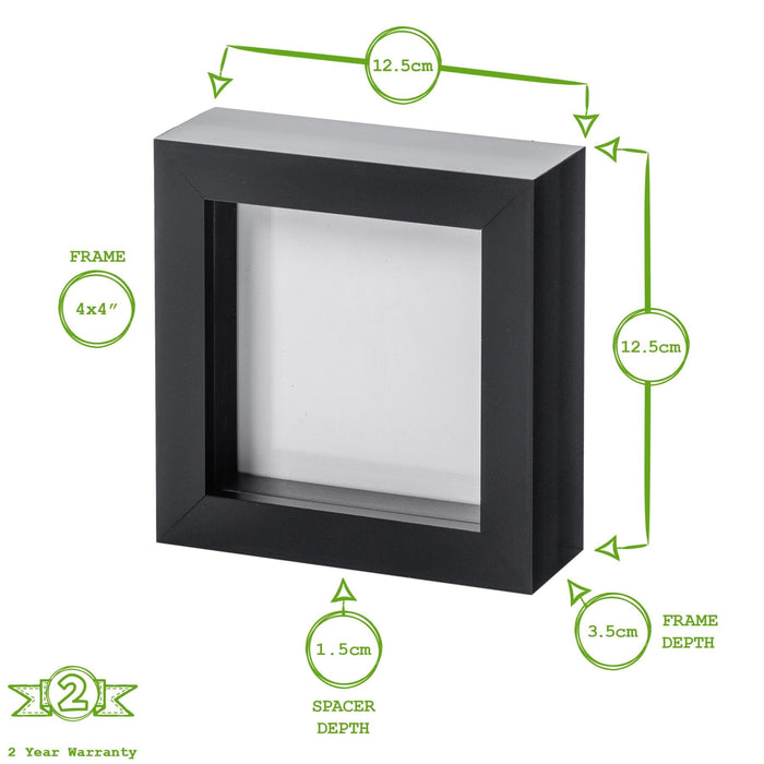 4" x 4" White 3D Box Photo Frame