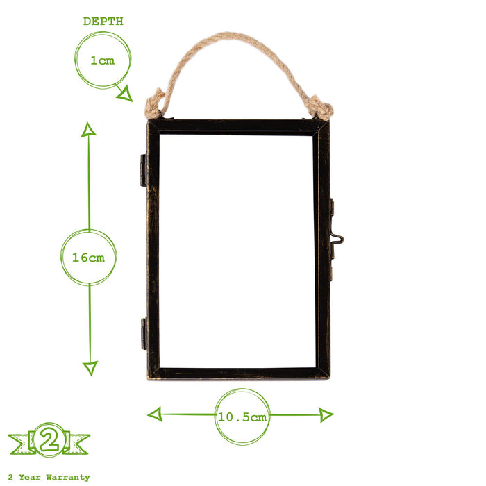 4" x 6" Black Hanging Metal Photo Frame