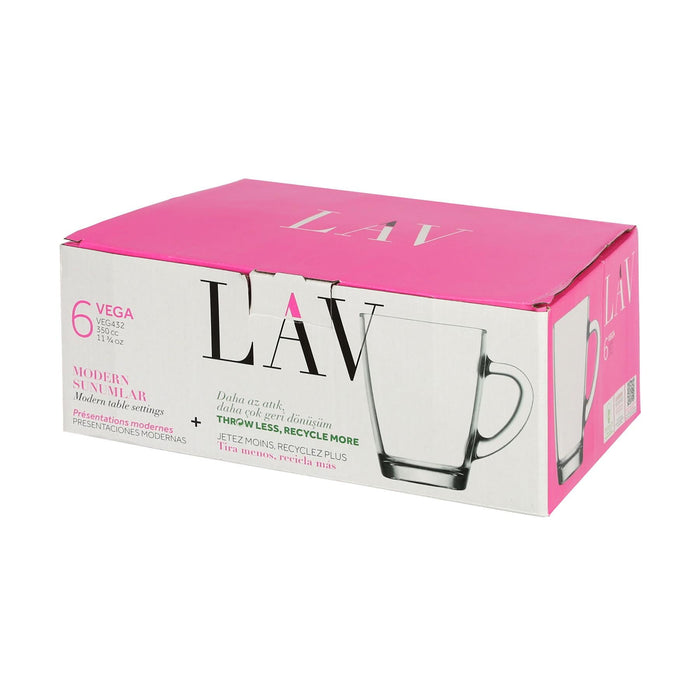 400ml Vega Glass Coffee Cups - Pack of Six