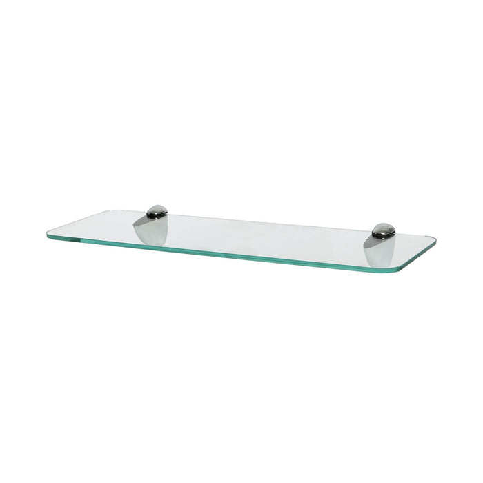 40cm Rounded Floating Glass Shelf with Chrome Fixings