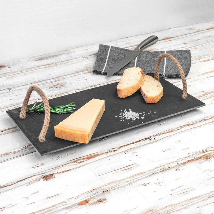 40cm x 20cm Slate Rope Handle Serving Platter