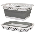 42L Collapsible Laundry Basket - White/Grey