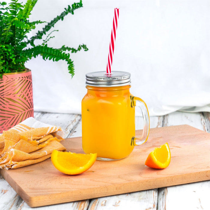 450ml Mason Drinking Jar Glasses with Straws - Pack of Four