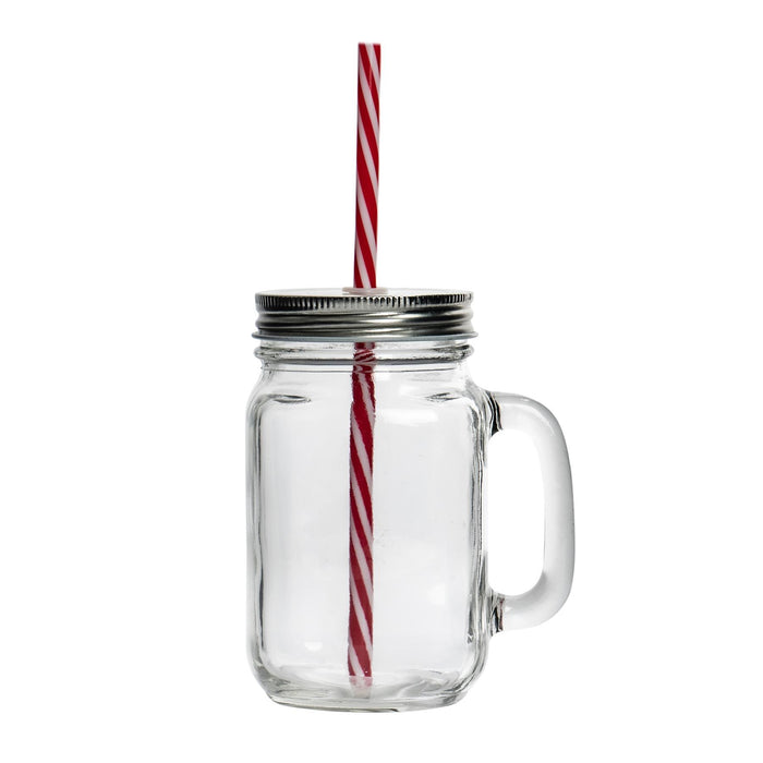 450ml Mason Drinking Jar Glasses with Straws - Pack of Four