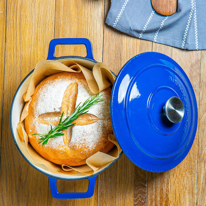 4.5L Dark Blue Cast Iron Casserole Dish