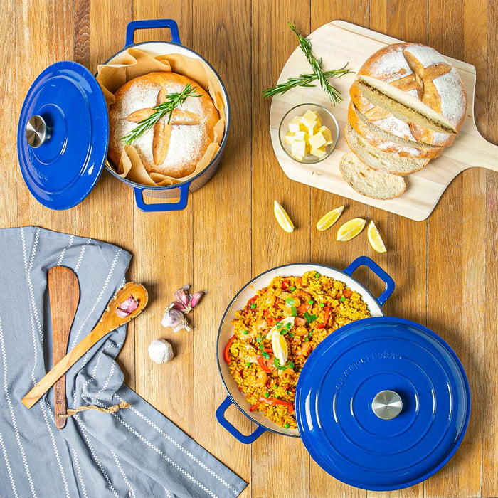 4.5L Dark Blue Cast Iron Casserole Dish