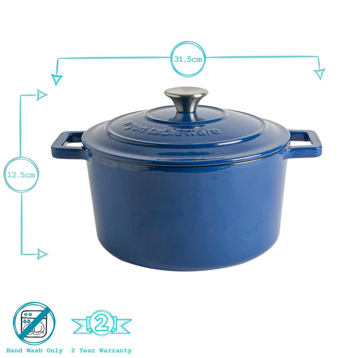 4.5L Dark Blue Cast Iron Casserole Dish