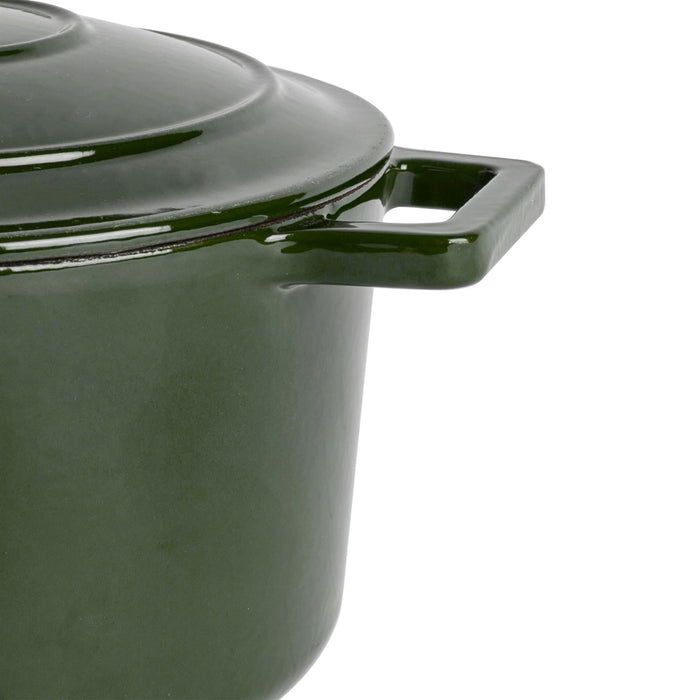 4.5L Dark Green Cast Iron Casserole Dish