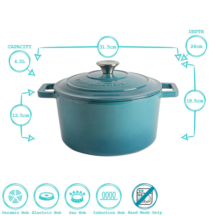 4.5L Red Ombre Cast Iron Casserole Dish