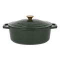 4.68L Dark Green Oval Cast Iron Casserole Dish