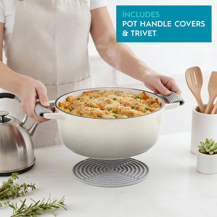 4.68L Pebble Gloss Oval Cast Iron Casserole Dish