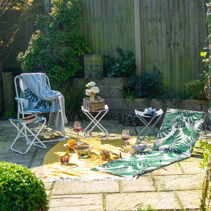 4pc Banana Leaf Folding Beach Chair & Lounger Set