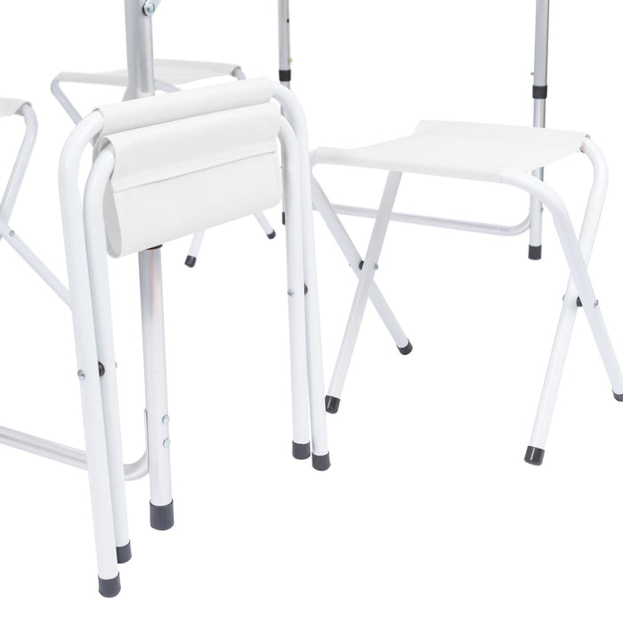 5 Piece Height Adjustable White Folding Picnic Table & Chairs Set