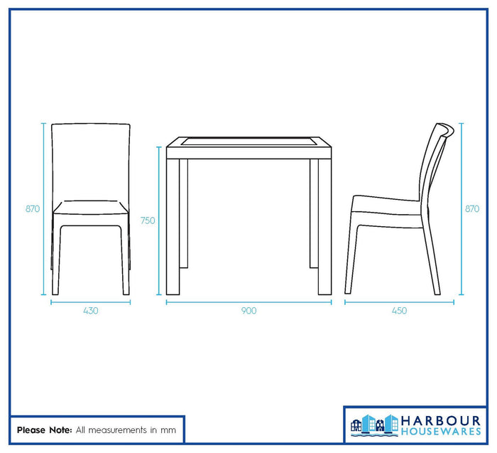 5 piece Noble Square Rattan Garden Furniture Set Set - 90cm x 90cm - Anthracite