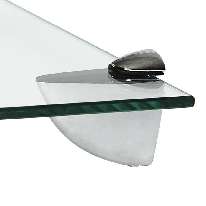 50cm Rounded Floating Glass Shelf with Chrome Fixings