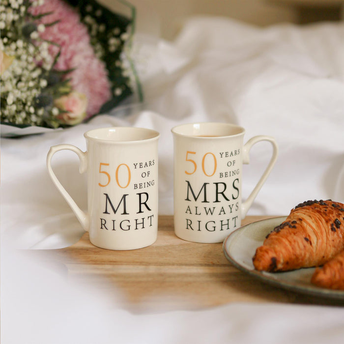50th Anniversary New Bone China Mug Set - 300ml