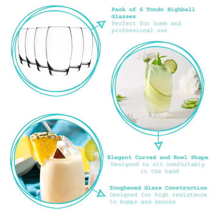 510ml Highball Glasses - Pack of Six