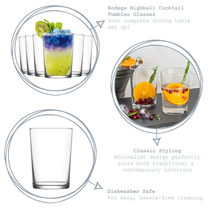 520ml Bodega Highball Glasses - Pack of Six