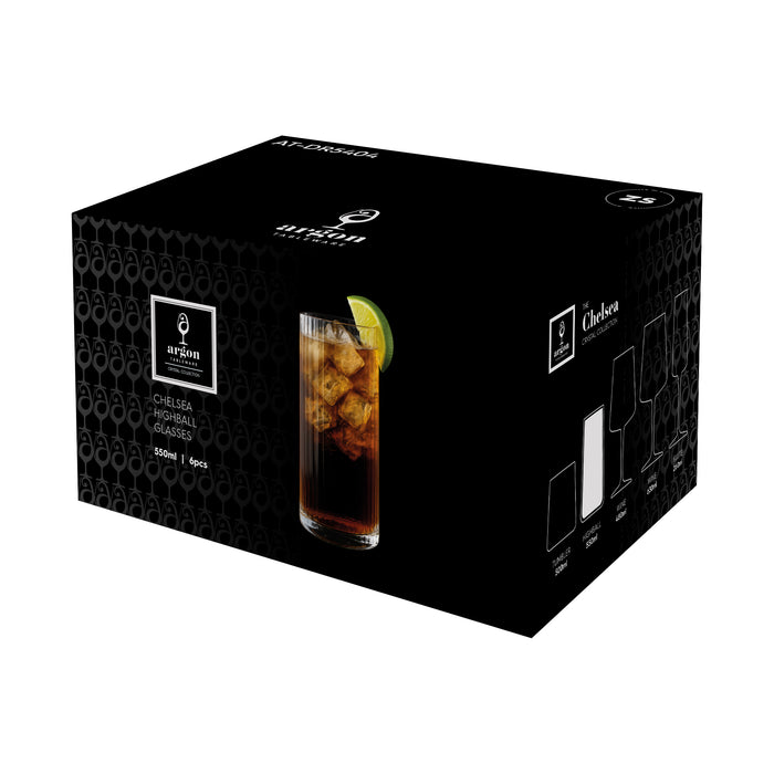 550ml Chelsea Optic Crystal Highball Glasses - Pack of 6