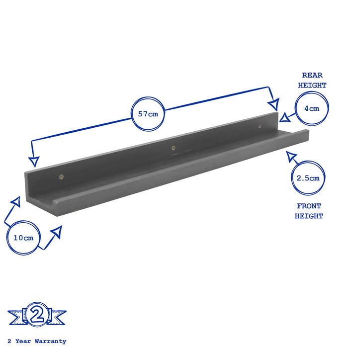 57cm Grey Floating Picture Ledge Shelf