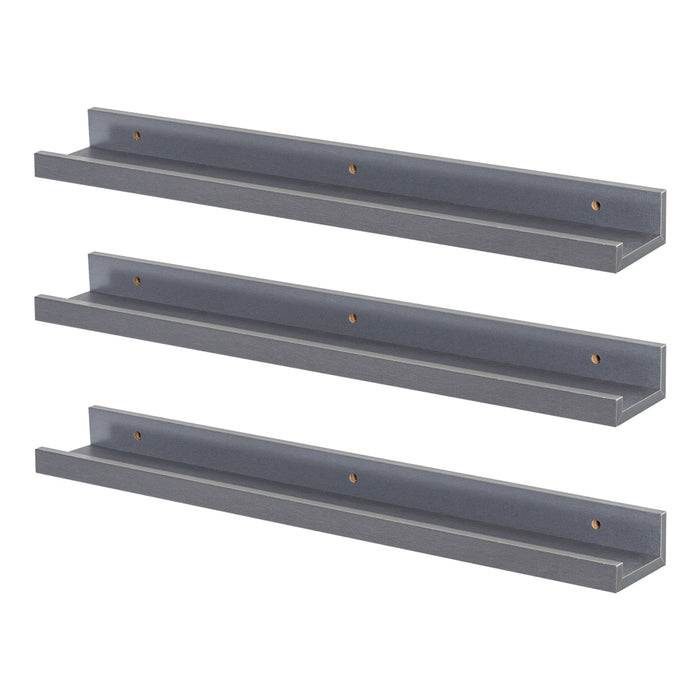 57cm Grey Floating Picture Ledge Shelves - Pack of Three