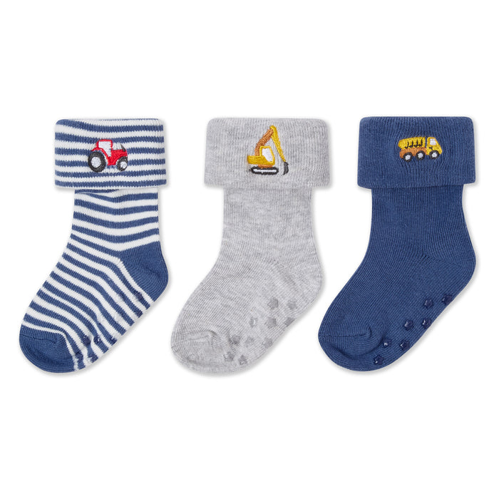 .5Baby Unisex 3 Pack Embroidered Socks with Grippers - Cars (0-5.5) (PK6) 44B1062