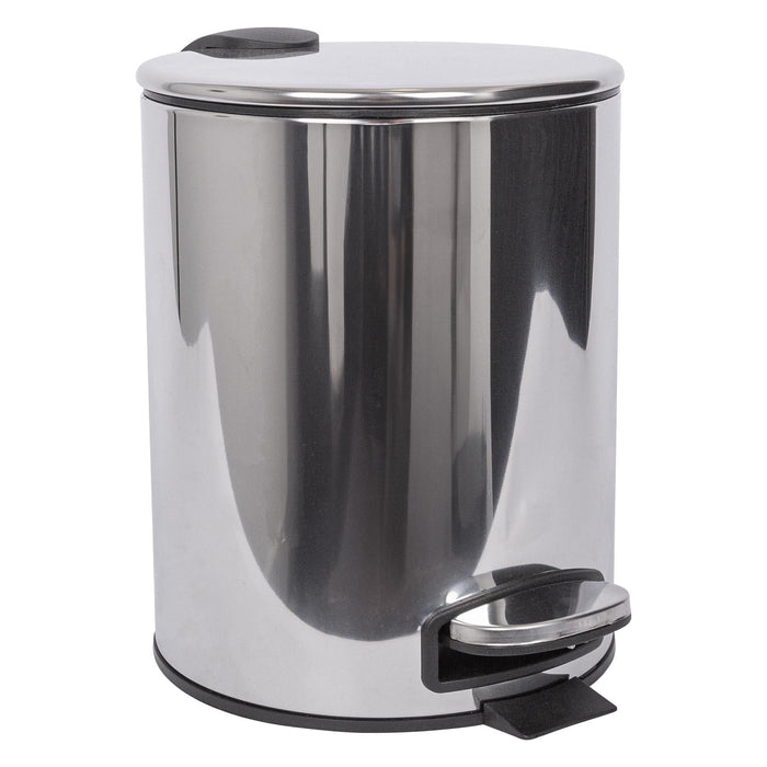 5L Chrome Round Stainless Steel Pedal Bin