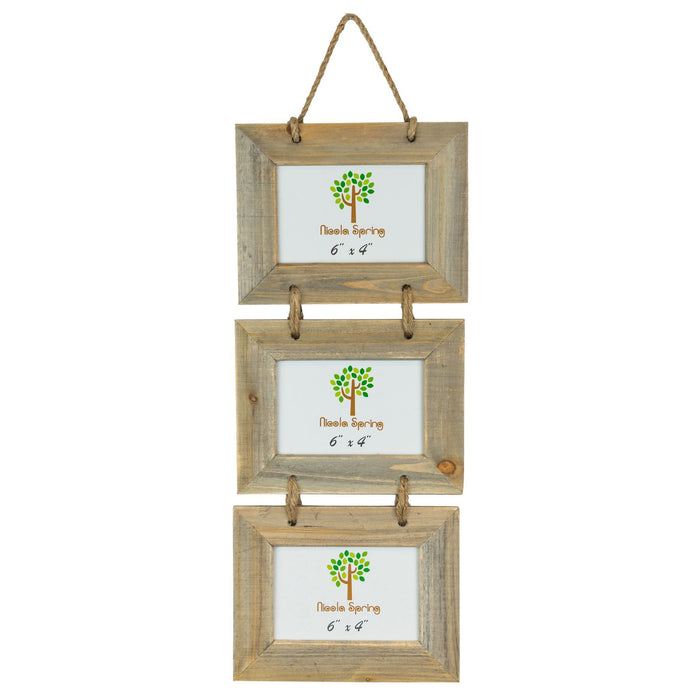 6" x 4" Wooden Hanging Triple Photo Frame