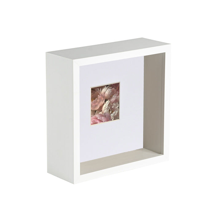 6" x 6" 3D Deep Box White Photo Frame with 2" x 2" Mount