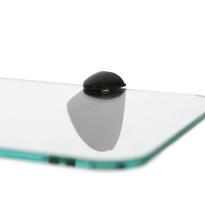 60cm Rounded Floating Glass Shelf with Black Fixings