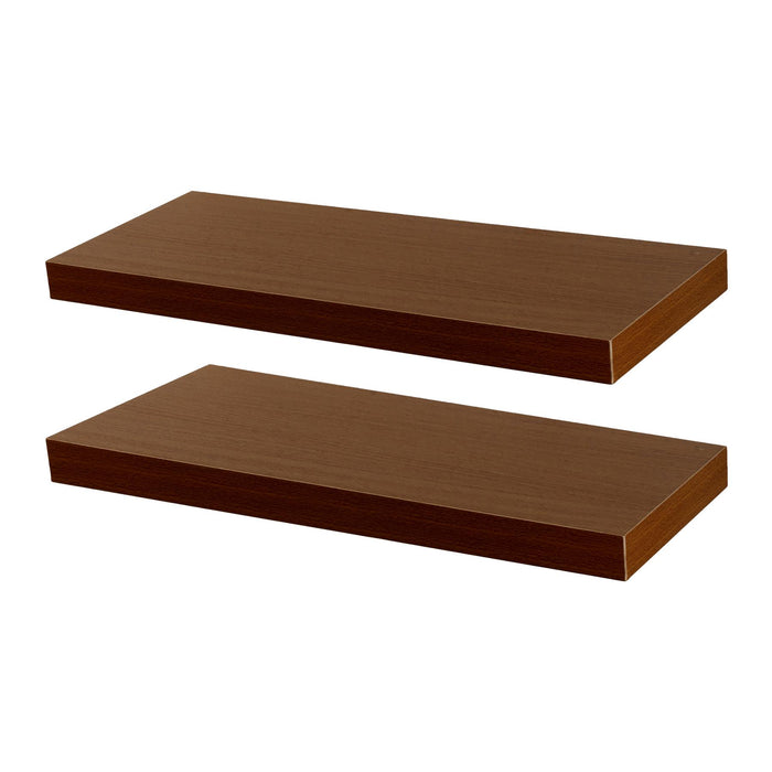 60cm Walnut Modern Floating Shelves - Pack of Two