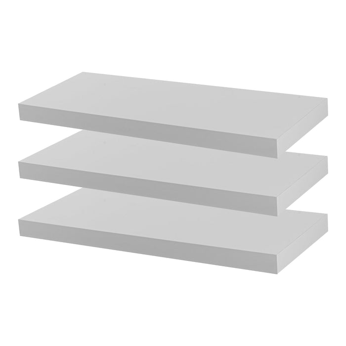 60cm White Modern Floating Shelves - Pack of Three