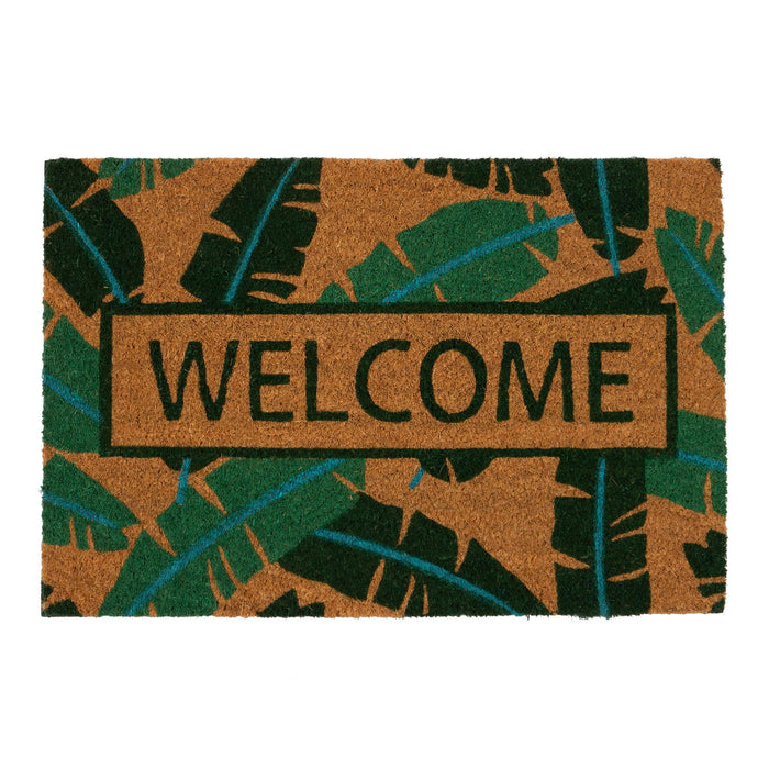 60cm x 40cm Banana Leaf Welcome Coir Door Mat