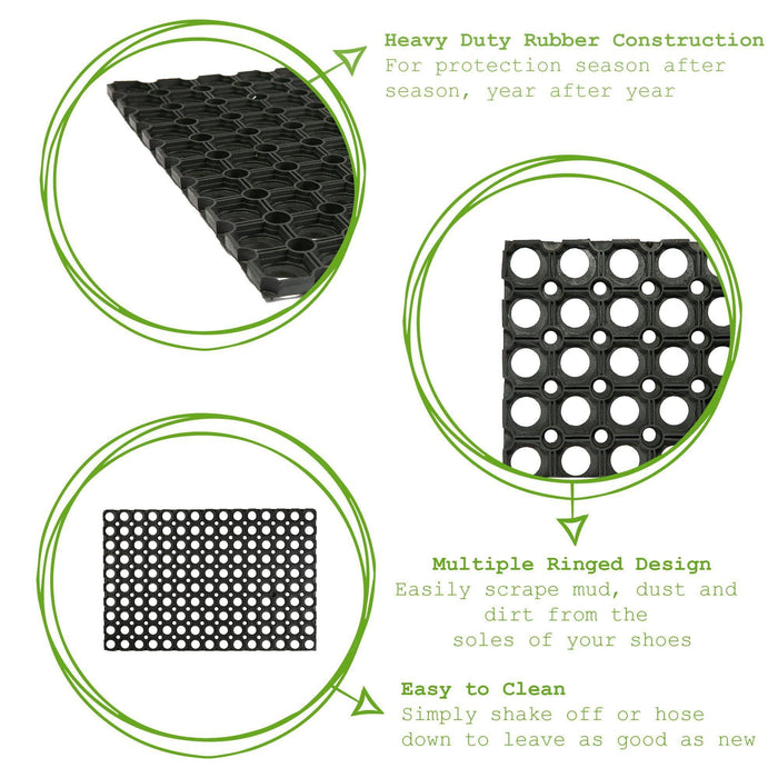 60cm x 40cm Black Heavy Duty Rubber Door Mat