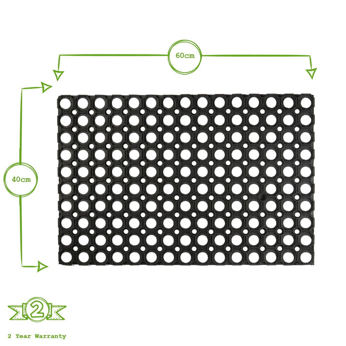 60cm x 40cm Black Heavy Duty Rubber Door Mat