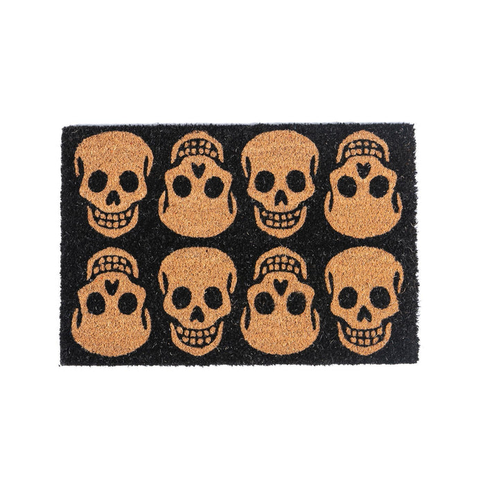 60cm x 40cm Black Skulls Coir Door Mat