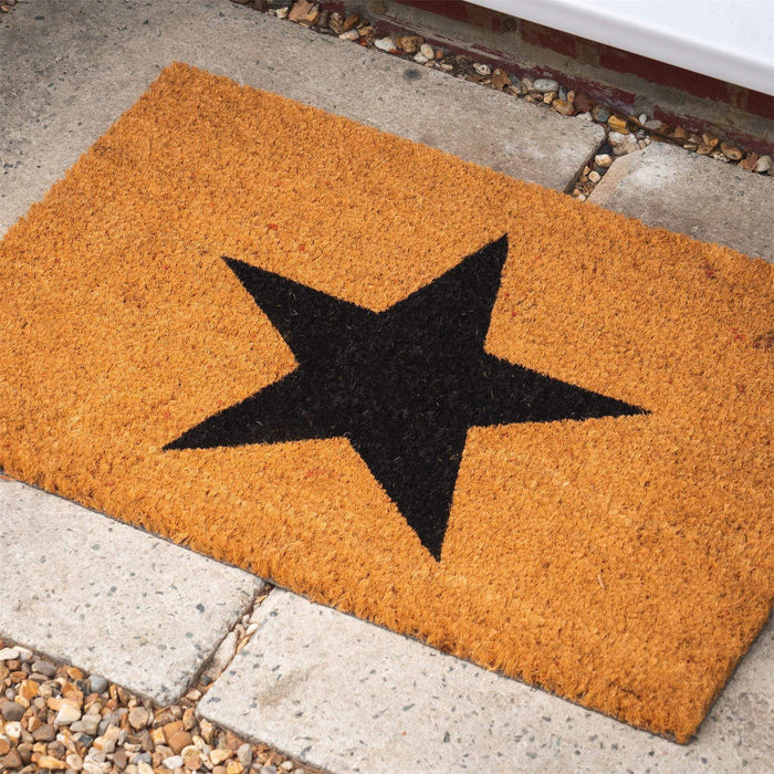 60cm x 40cm Black Star Coir Door Mat