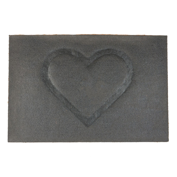 60cm x 40cm Brown Heart Embossed Coir Door Mat
